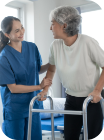 Nurse helping an elderly woman