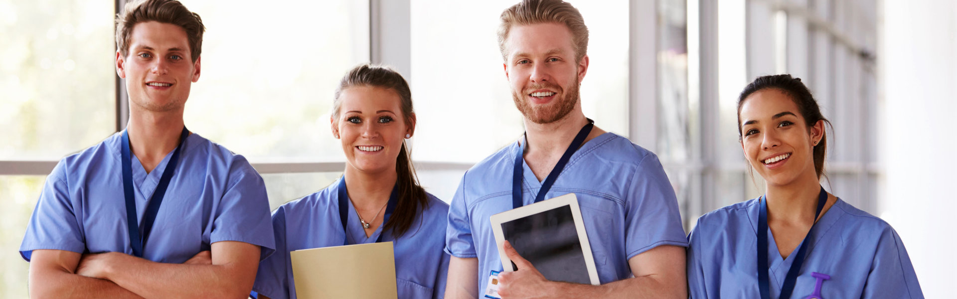 Healthcare staff smiling