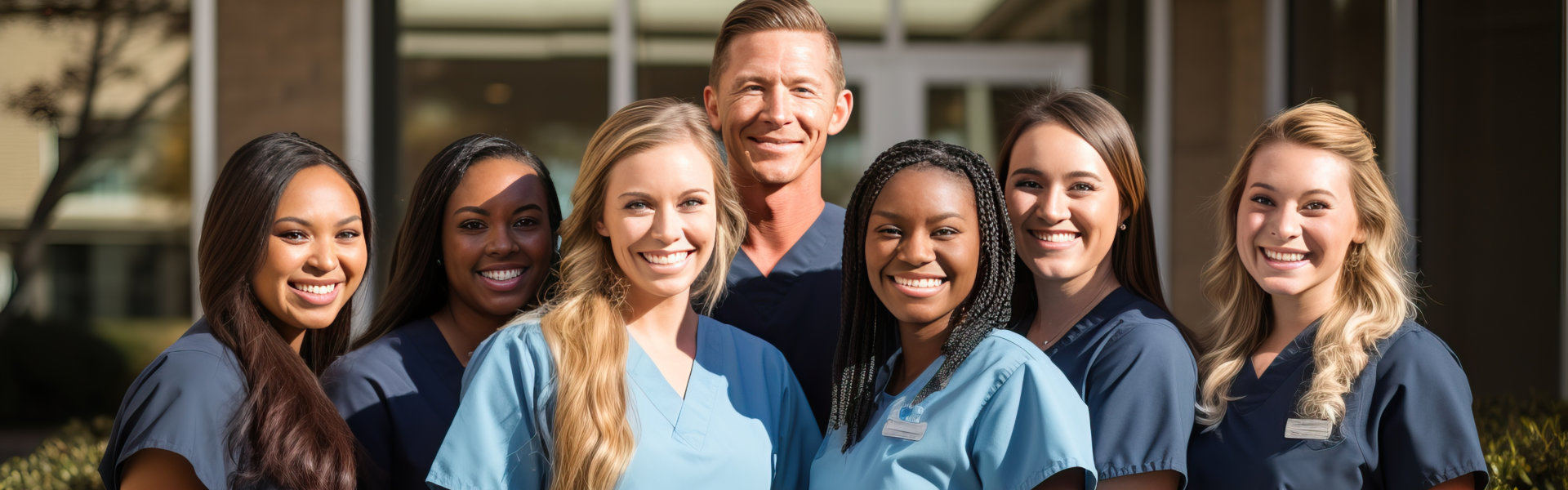 Healthcare staff smiling